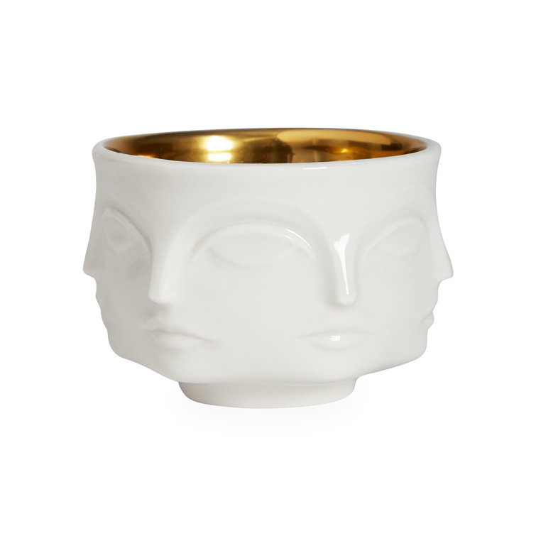 White and Gold Ceramic Muse Votive Holder