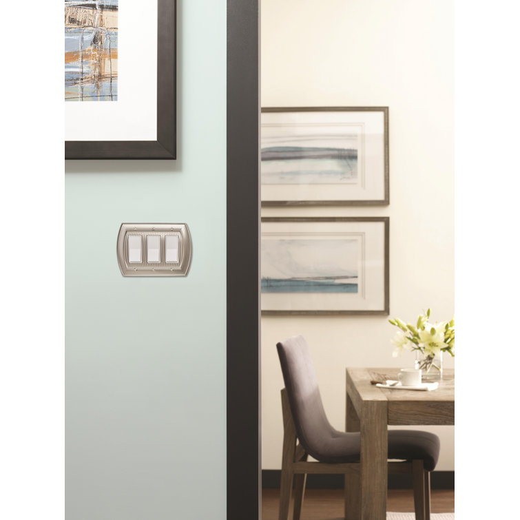 Satin Nickel Traditional 3-Gang Rocker Wall Plate