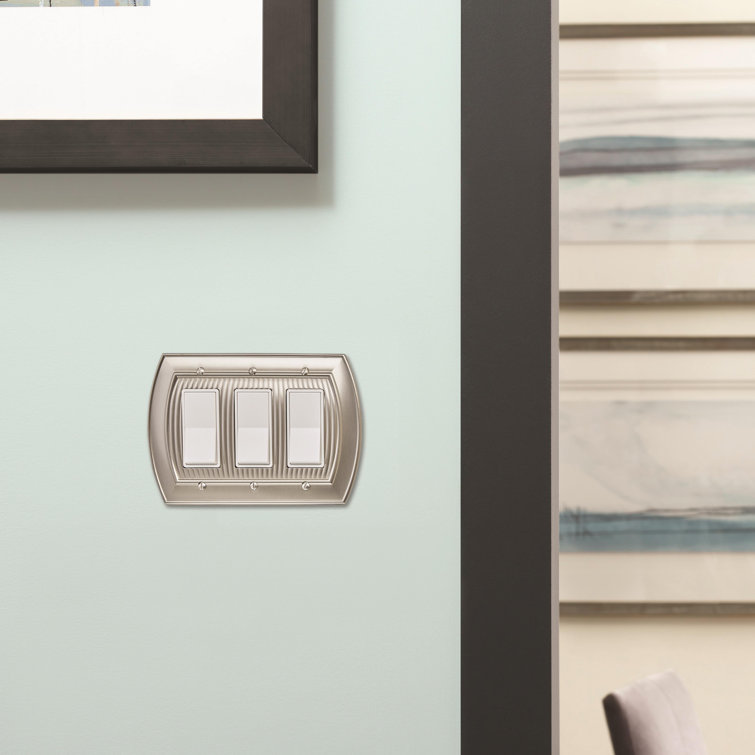 Satin Nickel Traditional 3-Gang Rocker Wall Plate