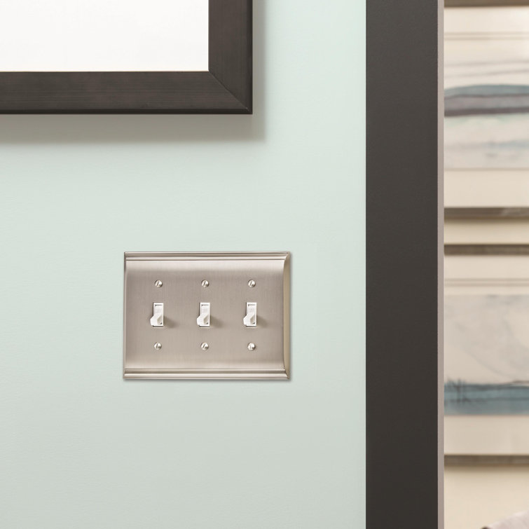 Satin Nickel Triple Toggle Switch Wall Plate