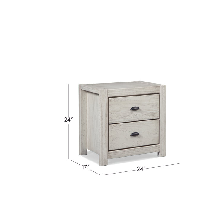 Montauk Driftwood Solid Pine 2-Drawer Nightstand