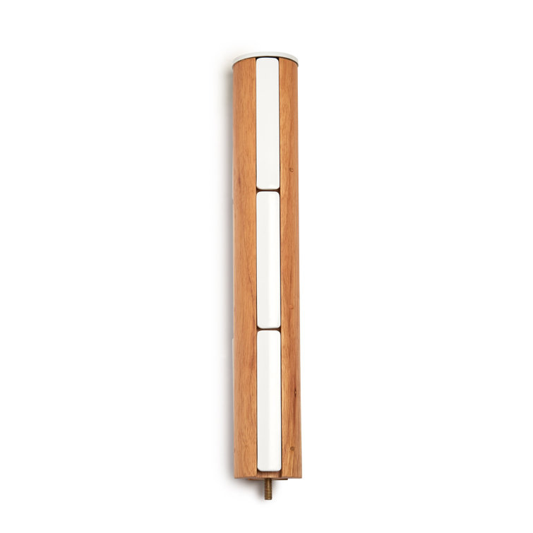 Sleek Modern White/Natural Rubberwood 9-Hook Coat Stand