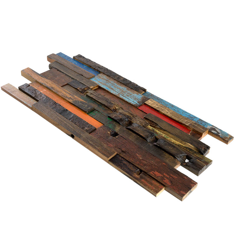 Castaway Multicolor Reclaimed Wood Mosaic Wall Tile