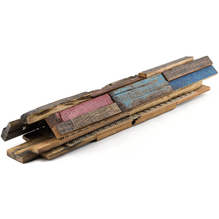 Castaway Multicolor Reclaimed Wood Mosaic Wall Tile