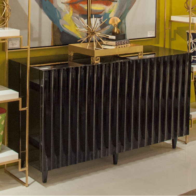 Odette 60'' Black Lacquer Scalloped Sideboard