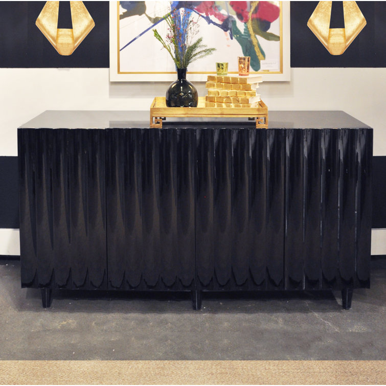 Odette 60'' Black Lacquer Scalloped Sideboard