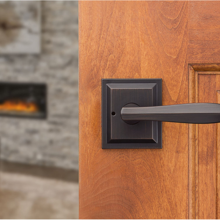 Venetian Bronze Square Backplate Bed/Bath Privacy Lever Handle