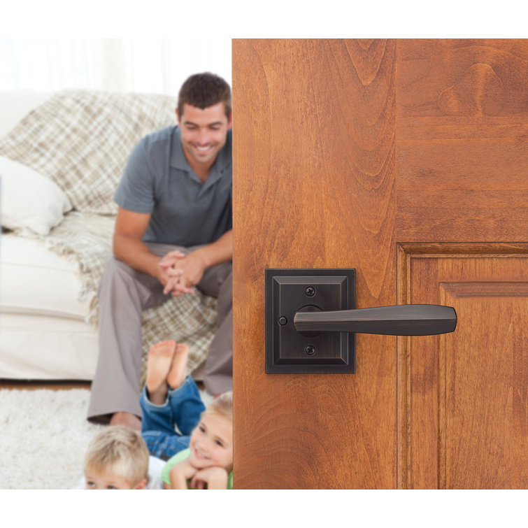 Venetian Bronze Square Backplate Bed/Bath Privacy Lever Handle