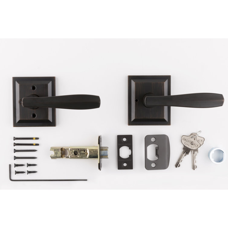 Venetian Bronze Square Backplate Bed/Bath Privacy Lever Handle