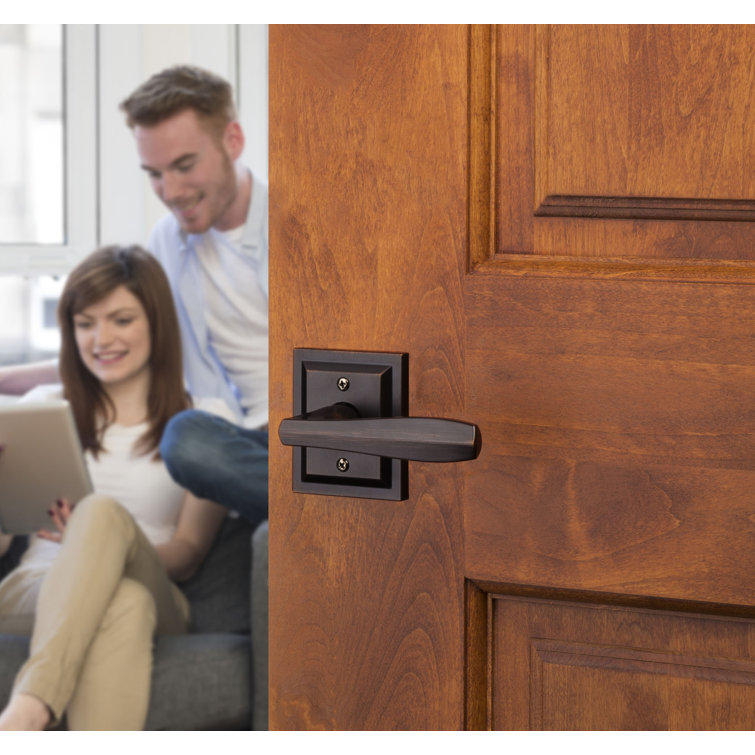 Venetian Bronze Square Backplate Hall/Closet Lever Handle