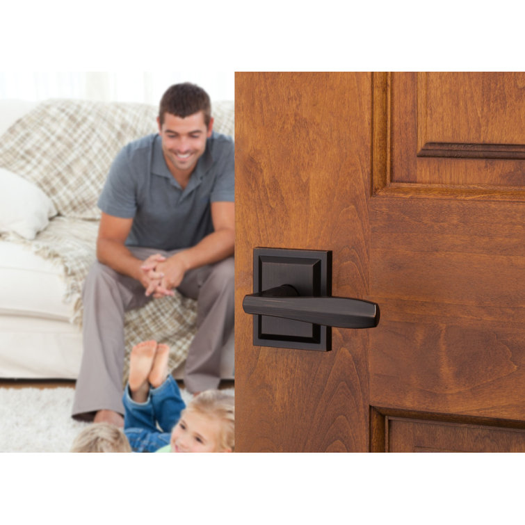 Venetian Bronze Square Backplate Hall/Closet Lever Handle