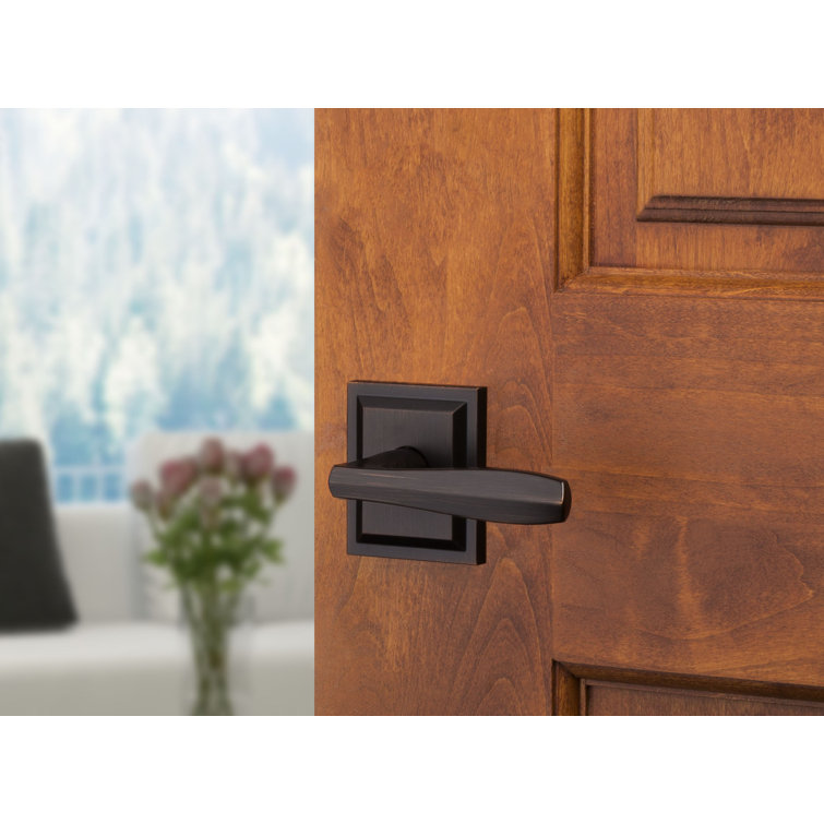 Venetian Bronze Square Backplate Hall/Closet Lever Handle