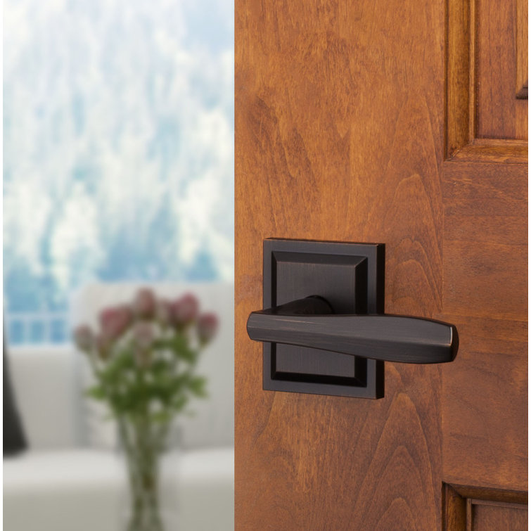 Venetian Bronze Square Backplate Hall/Closet Lever Handle