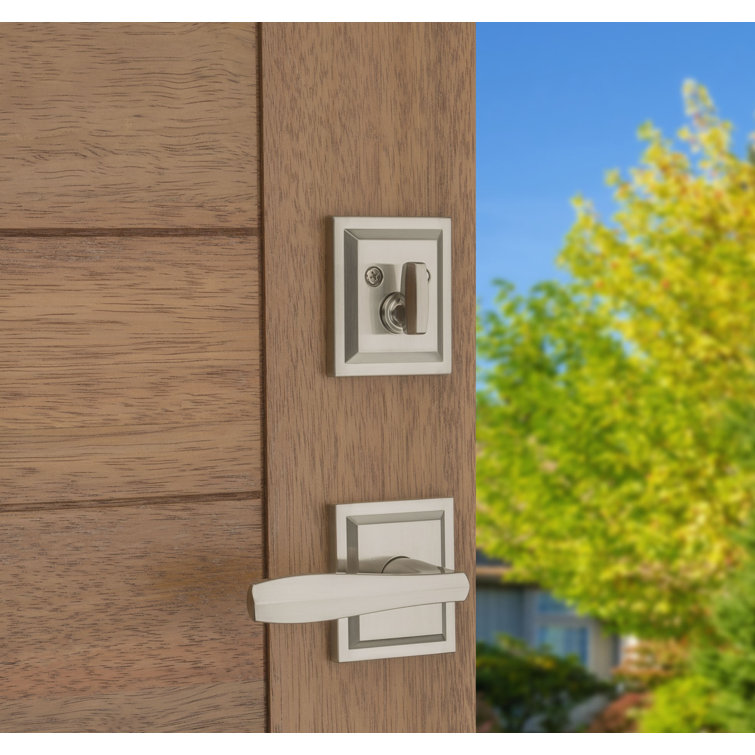 Satin Nickel Modern Door Handleset with Deadbolt