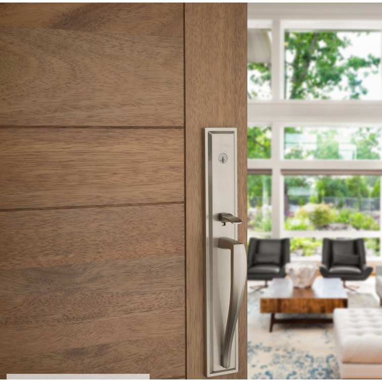 Satin Nickel Modern Door Handleset with Deadbolt