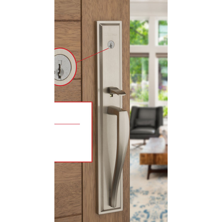 Satin Nickel Modern Door Handleset with Deadbolt