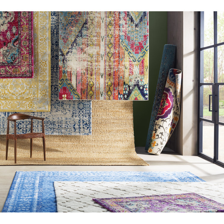 6' x 9' Blue Geometric Synthetic Area Rug