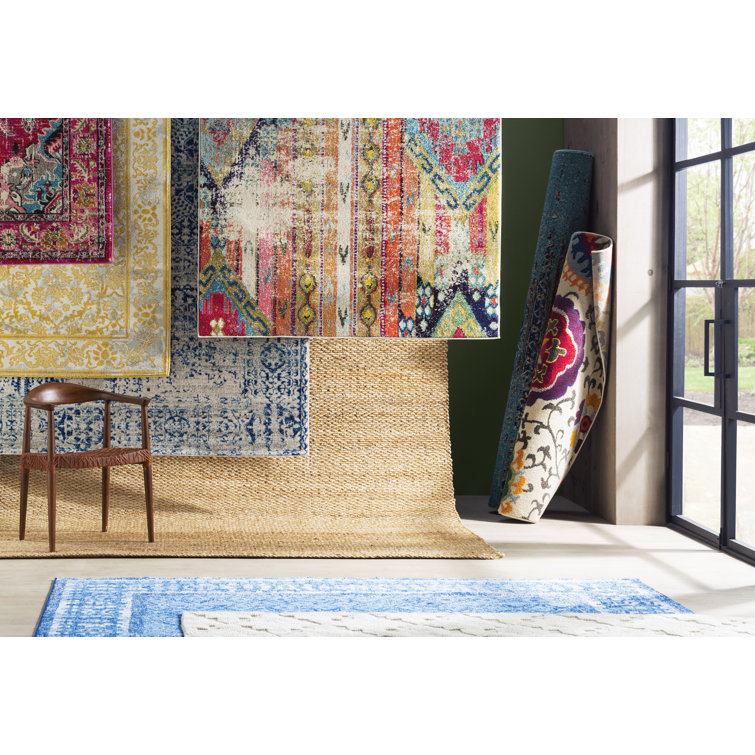 6' x 9' Blue Geometric Synthetic Area Rug