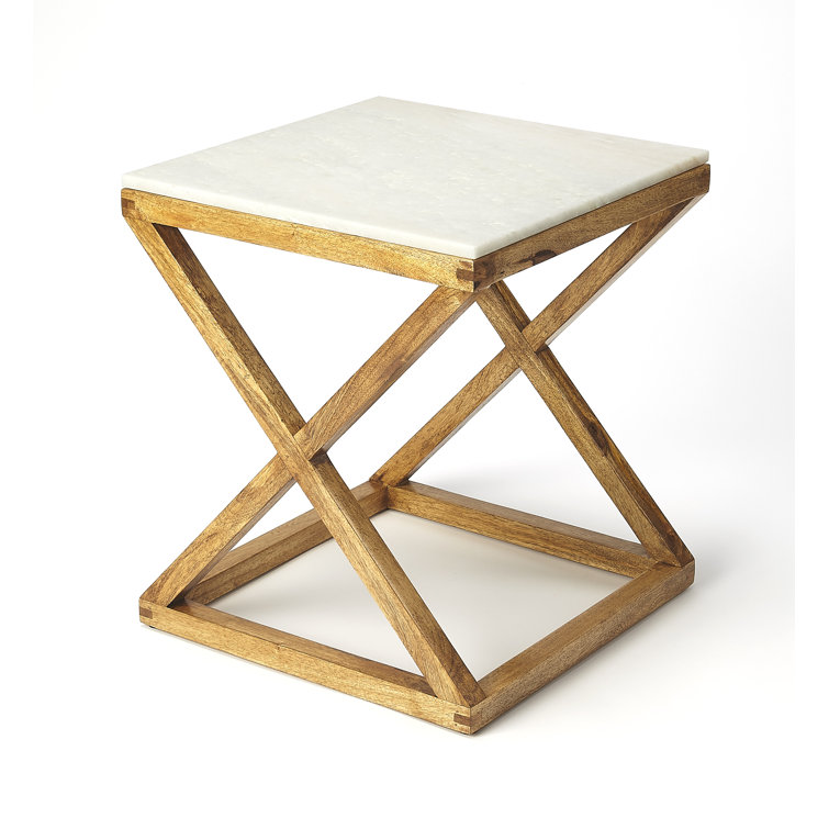 Modern Braylon Rectangular Marble & Wood End Table