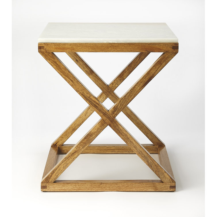 Modern Braylon Rectangular Marble & Wood End Table