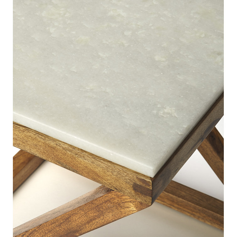 Modern Braylon Rectangular Marble & Wood End Table