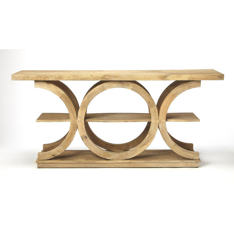 Stowe Rustic Modern Mango Wood 3-Tier Console Table