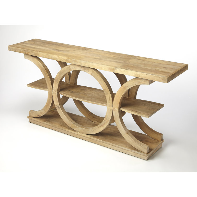 Stowe Rustic Modern Mango Wood 3-Tier Console Table