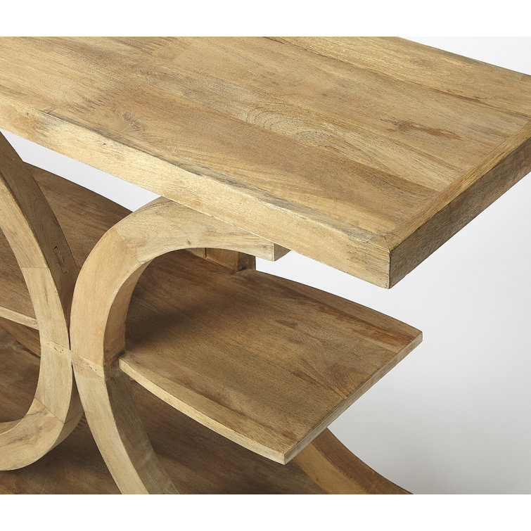 Stowe Rustic Modern Mango Wood 3-Tier Console Table