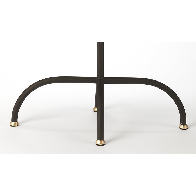 Oval MDF and Iron End Table with Gold and Black Finish