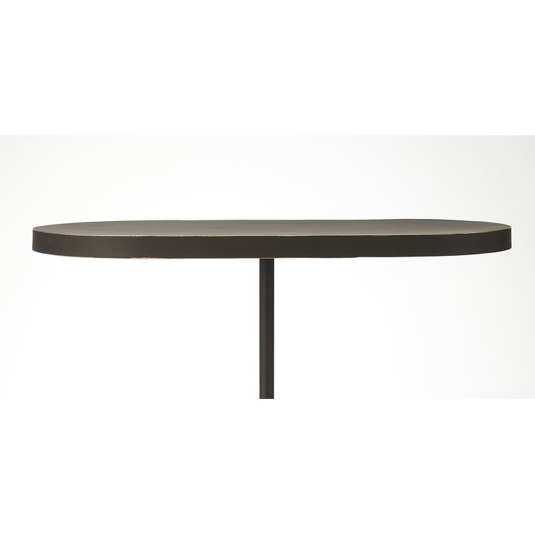 Oval MDF and Iron End Table with Gold and Black Finish