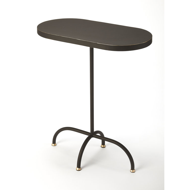 Oval MDF and Iron End Table with Gold and Black Finish