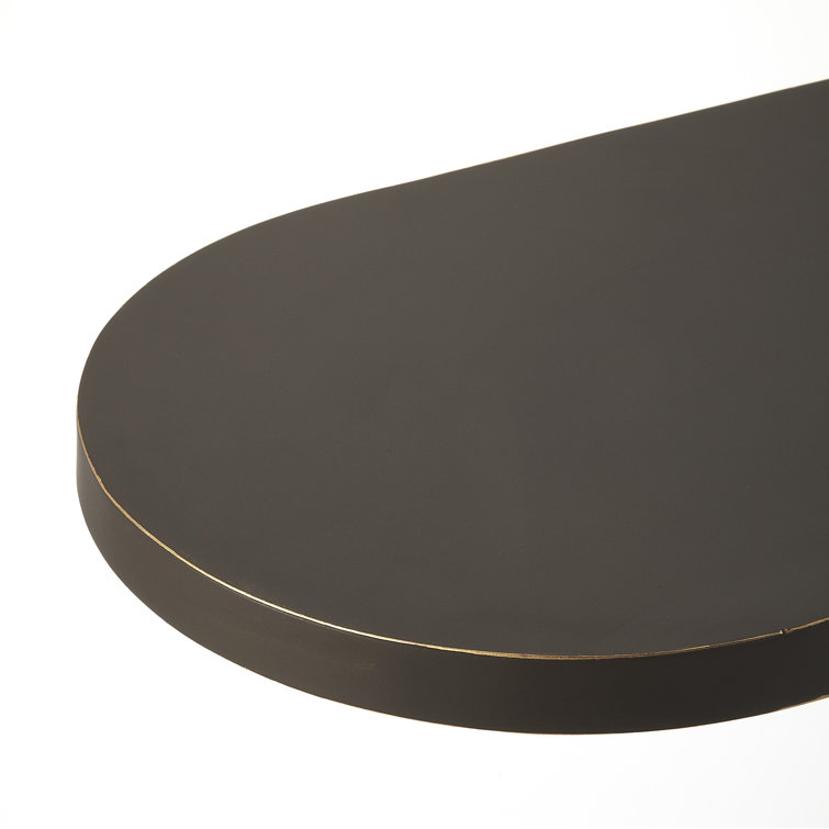 Oval MDF and Iron End Table with Gold and Black Finish