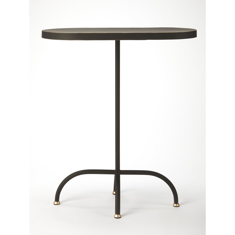 Oval MDF and Iron End Table with Gold and Black Finish