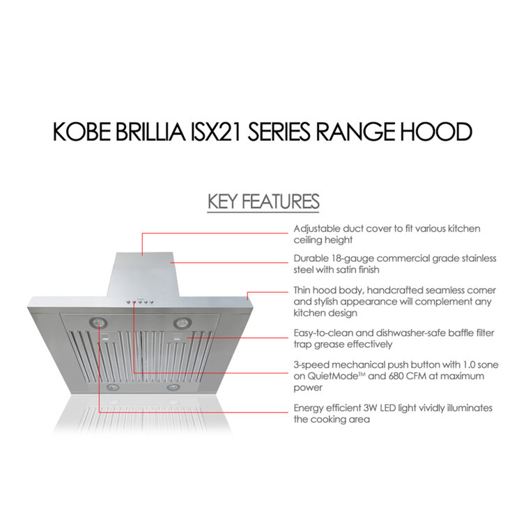 42" Stainless Steel Convertible Island Range Hood with LED Lights
