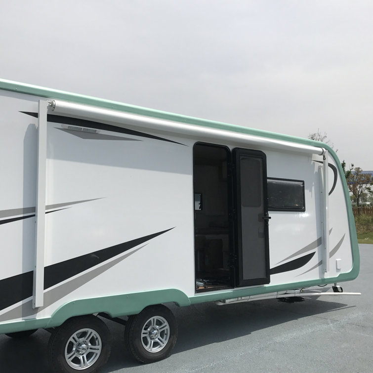 Black and White Fade Retractable RV/Patio Awning 20x8 ft Vinyl