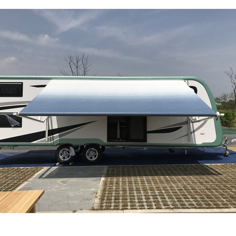 Black and White Fade Retractable RV/Patio Awning 20x8 ft Vinyl