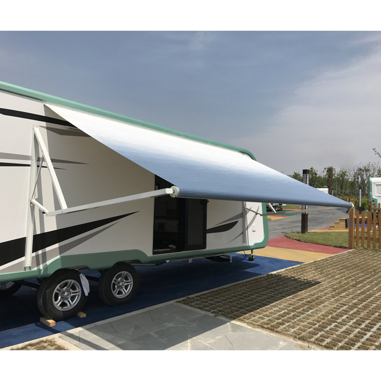 Black and White Fade Retractable RV/Patio Awning 20x8 ft Vinyl