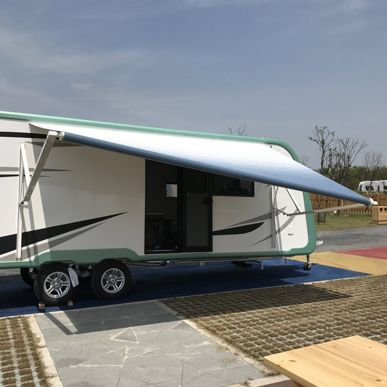 Black and White Fade Retractable RV/Patio Awning 20x8 ft Vinyl