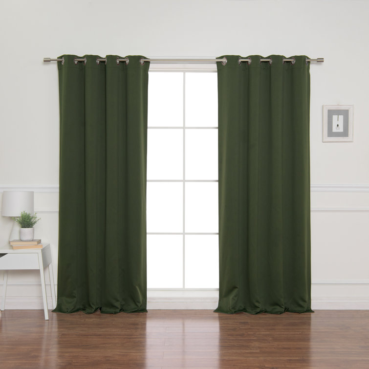 Moss Green 96" Blackout Polyester Grommet Curtains