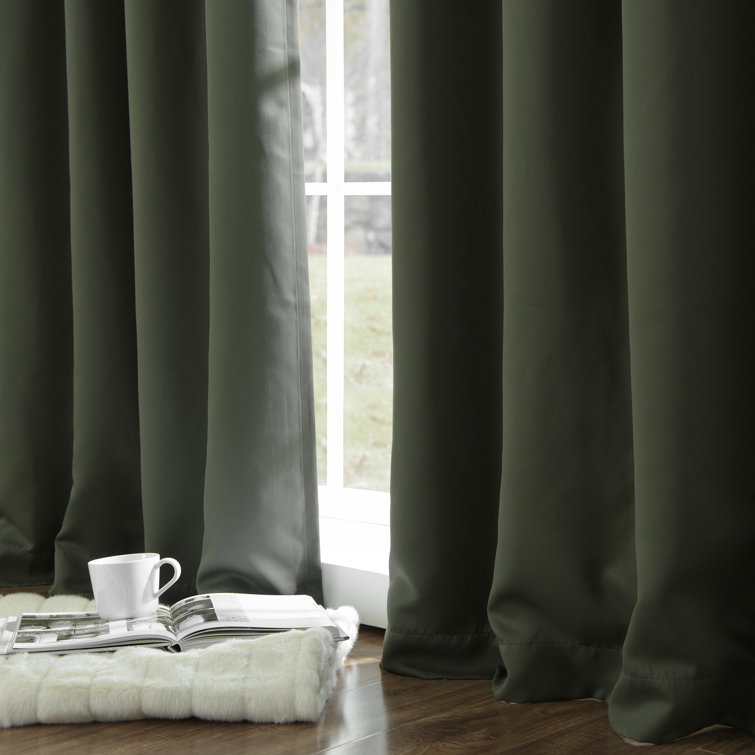 Moss Green 96" Blackout Polyester Grommet Curtains