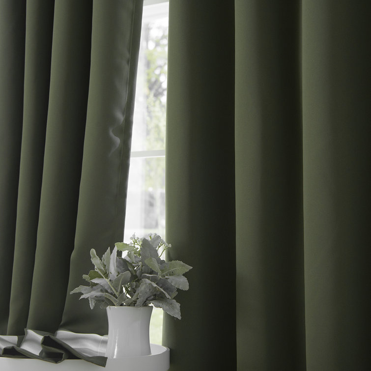 Moss Green 96" Blackout Polyester Grommet Curtains