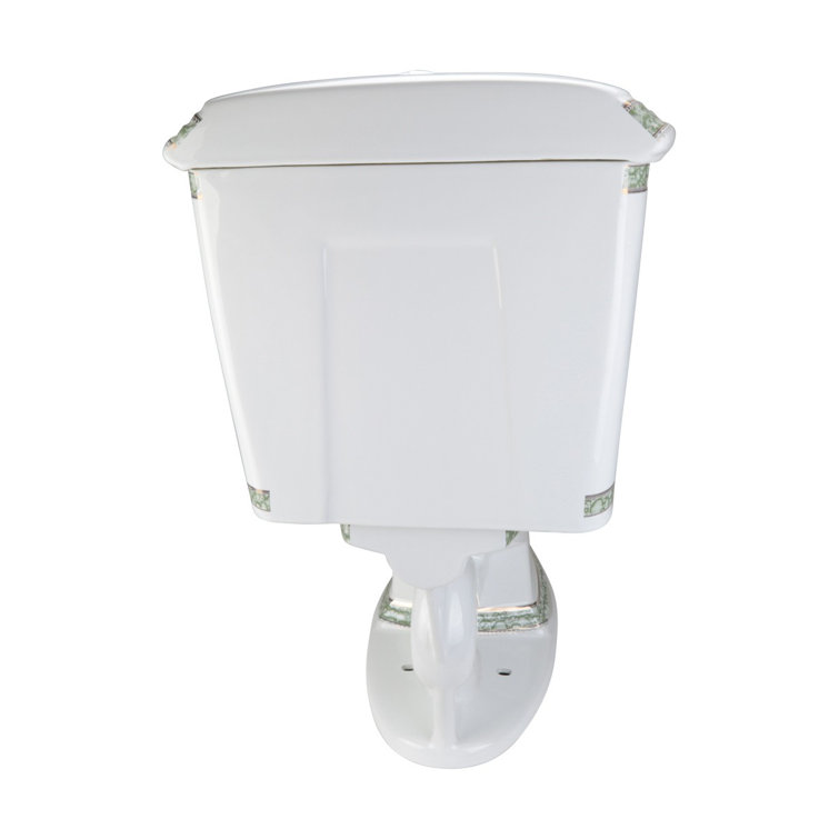 Elongated White and Green Dual Flush Two-Piece Toilet