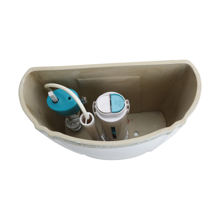 Elongated White and Green Dual Flush Two-Piece Toilet