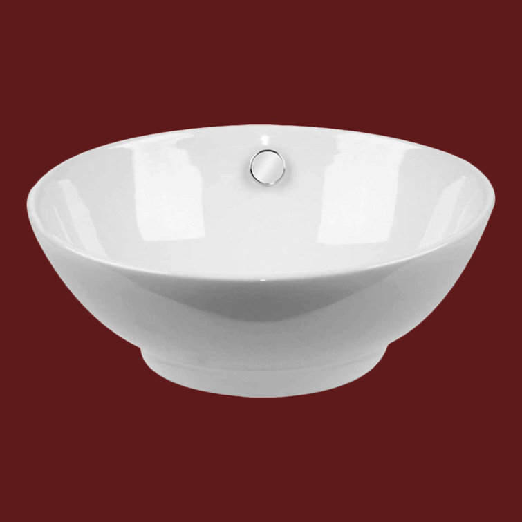 16.5'' Gloss White Ceramic Round Bathroom Vessel Sink