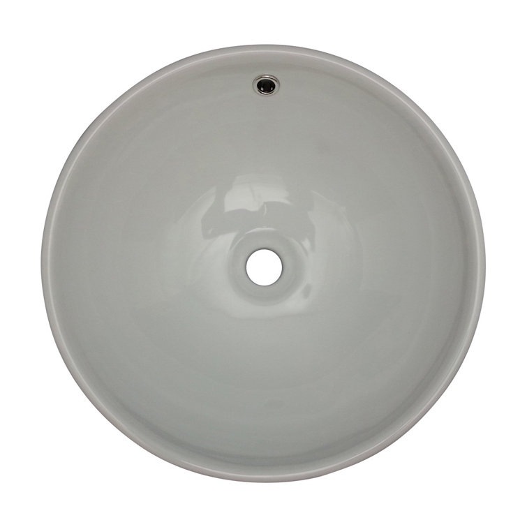 16.5'' Gloss White Ceramic Round Bathroom Vessel Sink