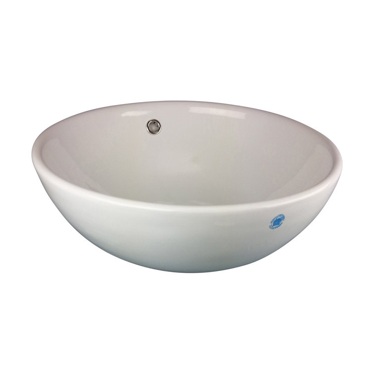 16.5'' Gloss White Ceramic Round Bathroom Vessel Sink