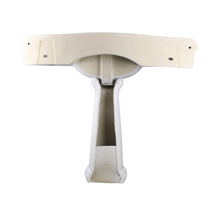 Large White Ceramic Pedestal Bathroom Sink with Overflow
