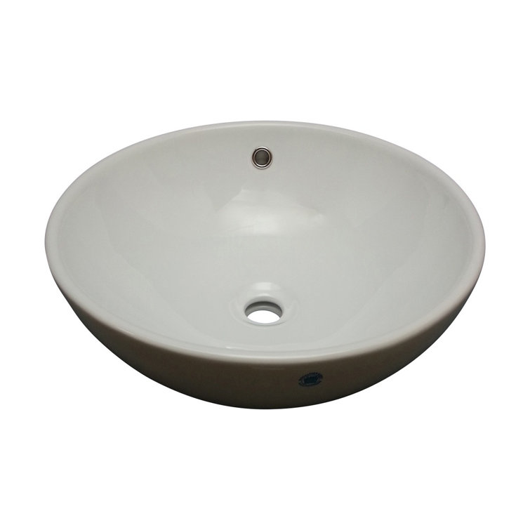 16.5'' Gloss White Ceramic Round Bathroom Vessel Sink