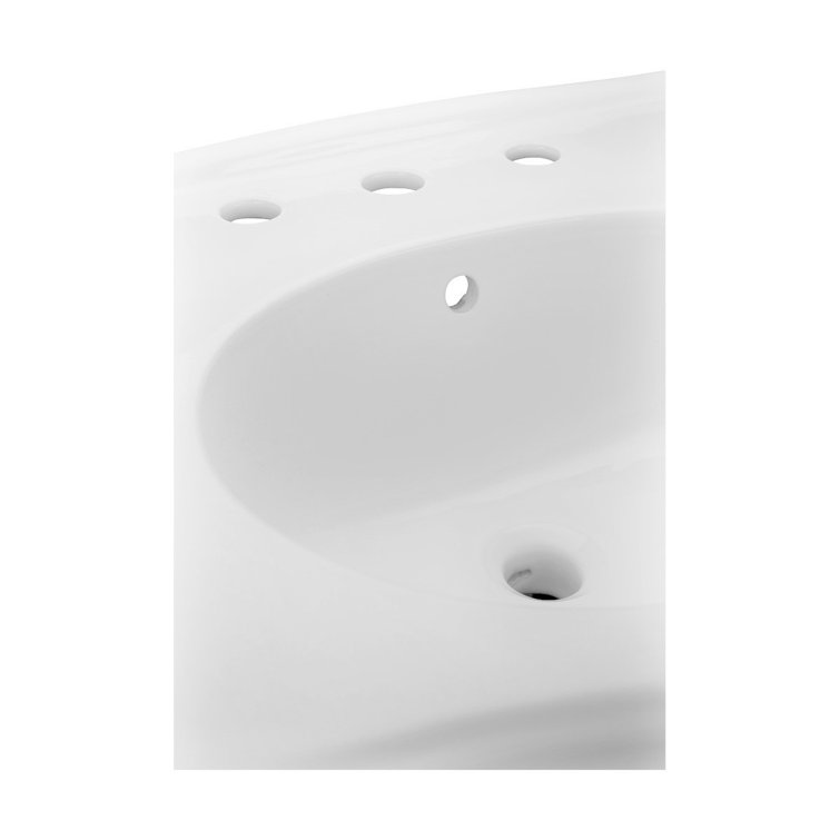 Large White Ceramic Pedestal Bathroom Sink with Overflow