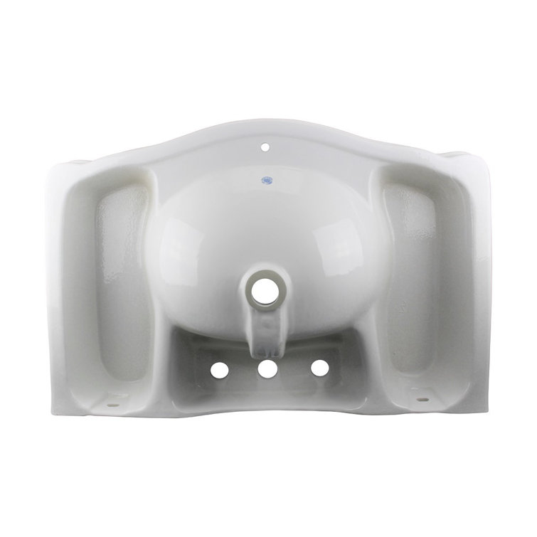 Large White Ceramic Pedestal Bathroom Sink with Overflow